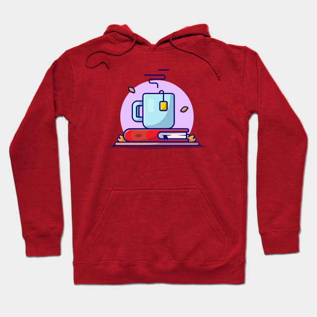 Hot Tea with Book Cartoon Vector Icon Illustration Hoodie by Catalyst Labs